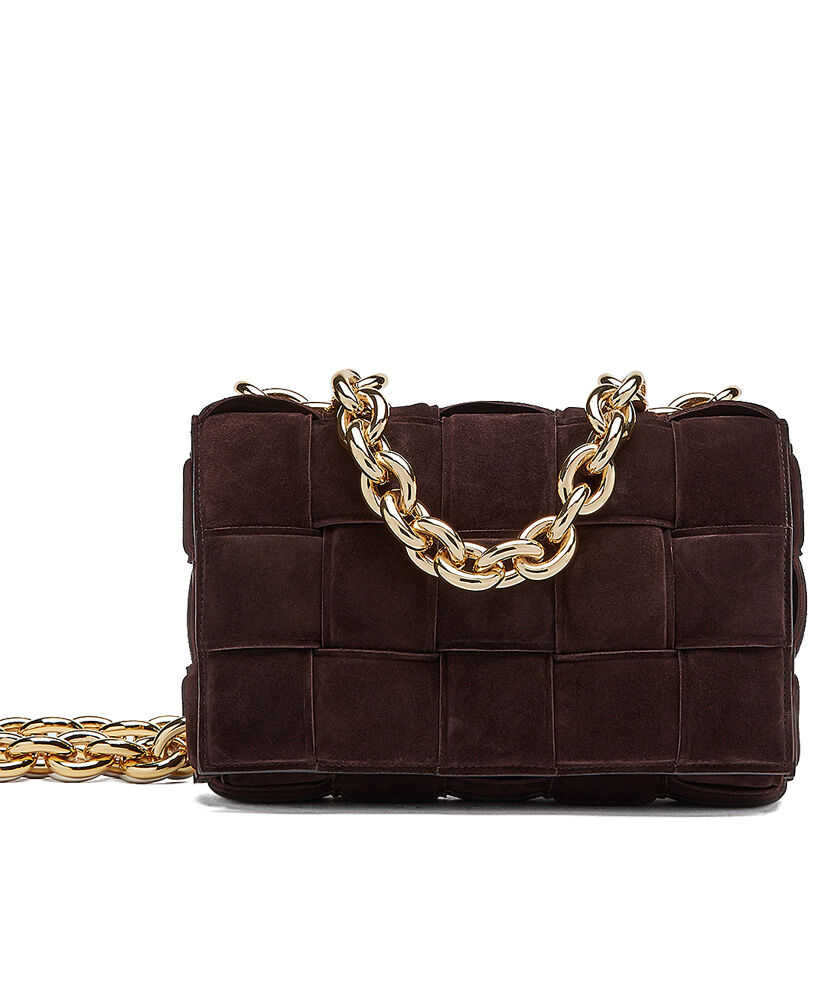 Bottega Veneta Chain Cassette Crossbody Bag Leather Dark Coffee